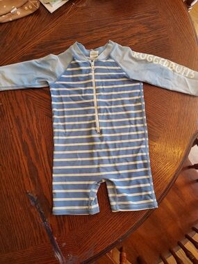 Kids Long-Sleeve Blue Stripe Rashguard One-Piece